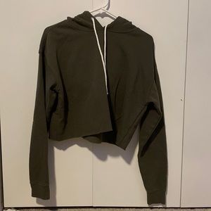 Army Green Crop Top with Hood